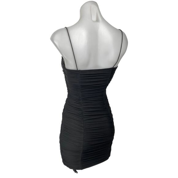 Princess Polly Black Ruched Wired V-neck Cami Camisole Mini Bodycon Dress 2 - Picture 2 of 4